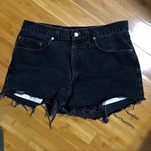 Vintage Black Levi’s cut off denim shorts